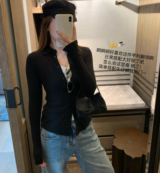 lu露*经典爆款亨利翻领长袖T恤90401 商品图2