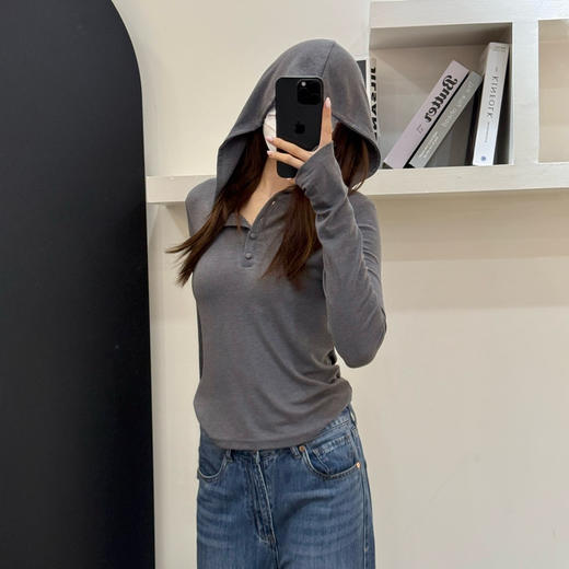 高端天丝绵羊毛混纺长袖帽衫090310 商品图4