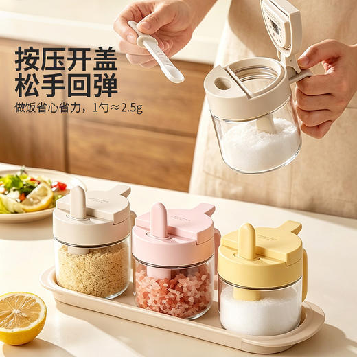 摩登主妇勺仓分离调料盒厨房家用密封防潮盐罐调料分装瓶调味料罐 商品图3
