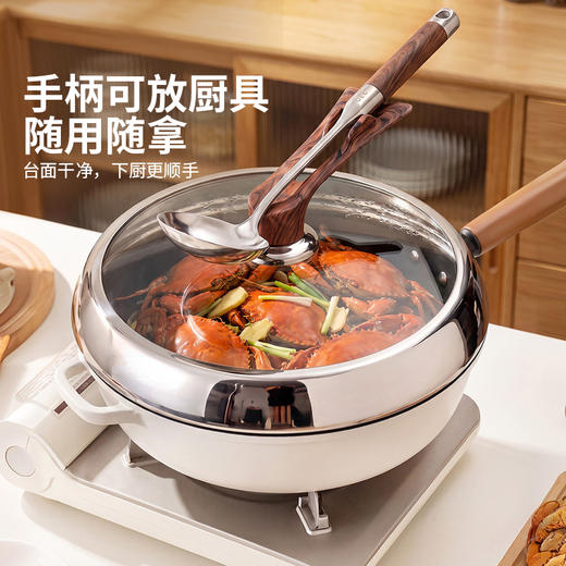 摩登主妇316不锈钢可立锅盖可视钢化玻璃耐高温炒锅蒸锅通用盖子 商品图3