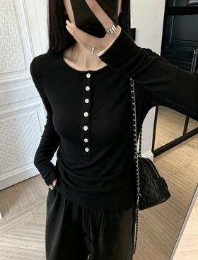 劳拉记忆贝壳七粒扣瘦瘦T  | 顺滑垂感，透气不易闷汗，自带柔和哑光光泽【3-5天发货】