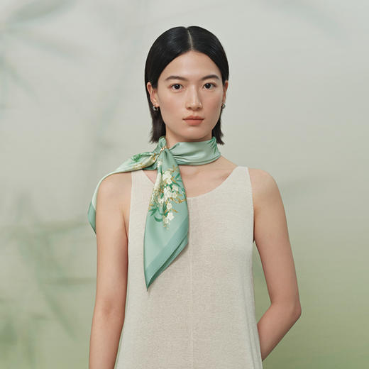 双面印花中方巾-竹韵雅颂 商品图1