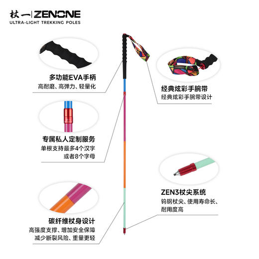 【ZENONE/Z1802】杖一炫彩碳素轻量化越野杖 商品图2