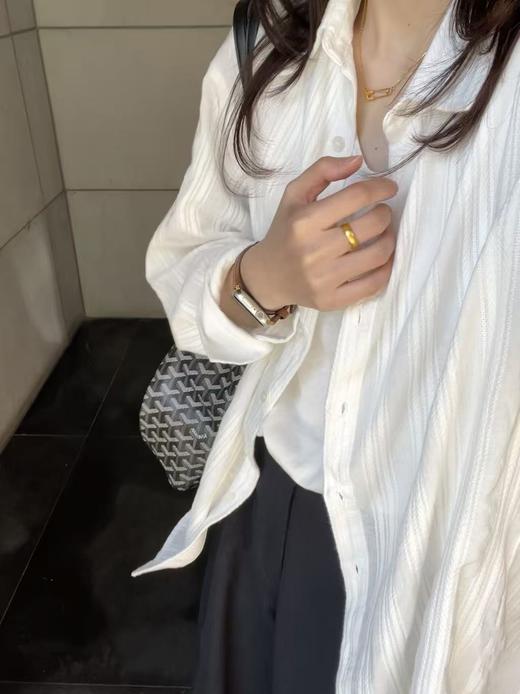【竖条纹提花浮雕全棉衬衫】微透设计简约又高级，单穿是清甜氧气感，内搭叠穿层次感神器，四季穿都能"抄作业" 商品图10