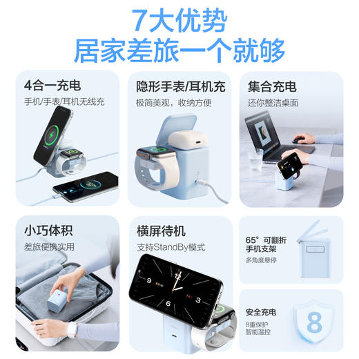 品胜 30W集合充电站套装 磁吸无线充 手机支架/支持手机耳机手表充电 商品图4