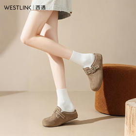 西遇芒果头勃肯鞋女2026新款秋季外穿厚底一脚蹬包头半拖鞋V1666623