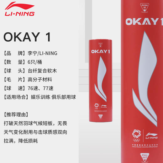 【双11活动进行中】李宁合成羽毛球OKAY1室内飞行稳定耐打训练尼龙球6只装 商品图5