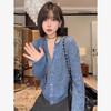 西遇氛围感亮片开衫女2026秋新款圆领单排扣宽松软糯针织长袖上衣SS060891 商品缩略图1
