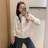 西遇丝巾装饰衬衫女2026秋季新款翻领收腰短款宽松通勤长袖上衣SS060892 商品缩略图0