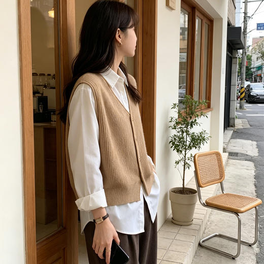 【宽松不挑 叠穿神器】伊泺杉 针织马甲背心 温柔有质感 春秋叠穿氛围感拉满 商品图9