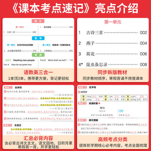 2027一本小学课本考点速记一二三四五六年级上册语文数学英语人教版教材同步考前考点速记专项训练 商品图1