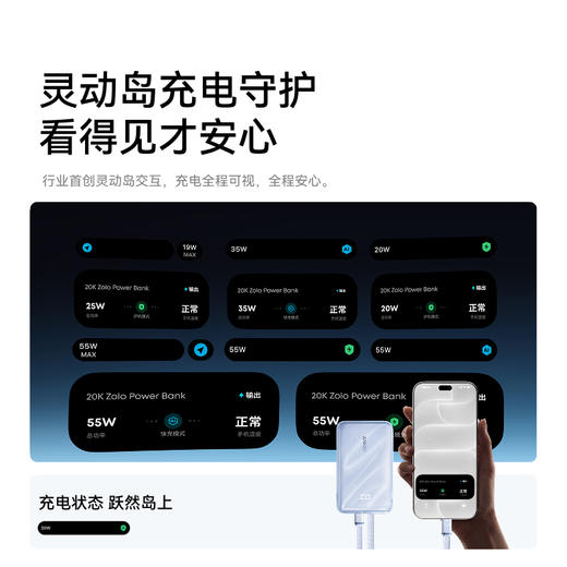 【新国标新品】安克Anker 安心充充电宝 55W Max全协议快充 新国标认证 可上飞机 A110W 商品图4
