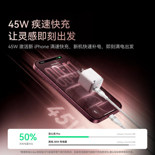 【热销】Anker安克 安心充Pro 45W快充可折叠脚插氮化镓手机充电器 适配iPhone 17 A2692 商品图1