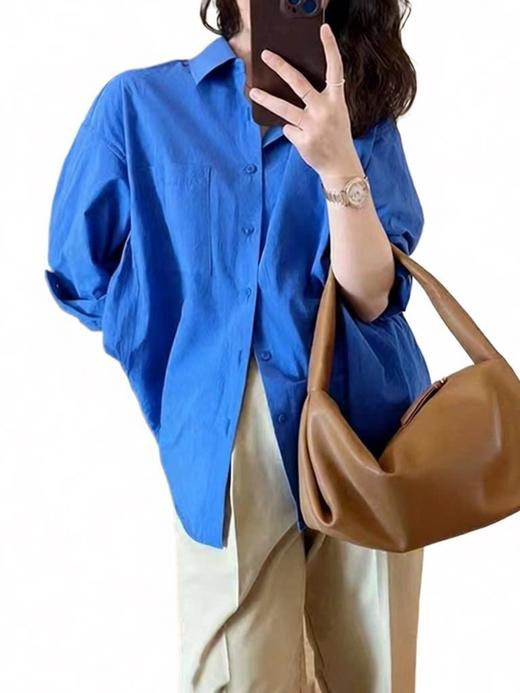 女式衬衫内搭叠穿上衣春秋韩系宽松防晒POLO领长袖衬衣外套S-XXL★娃娃优选 商品图5
