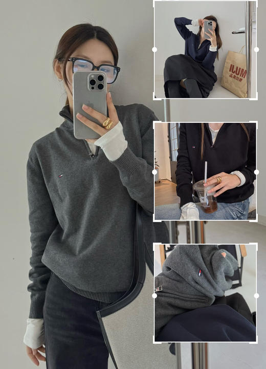 Tomm*y半拉链全棉针织衫毛衣 商品图10