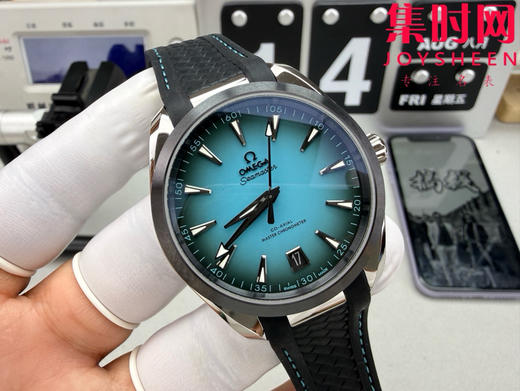 欧米茄VS海马150米系列 绿松石 蒂芙尼蓝 6点位日历 Aqua Terra 150米腕表 丹东8900一体机 男士腕表 表径41mm 商品图2