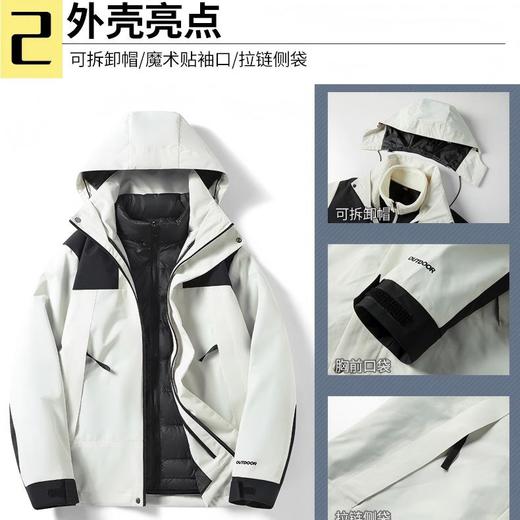 【品牌清仓捡漏 防风防泼耐刮 可拆卸羽绒内胆】JEEP SPIRIT户外三合一80鸭绒外套 商品图5