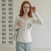 西遇亨利领印花T恤女2026秋季新款字母修身显瘦短款休闲长袖上衣SS060902 商品缩略图1
