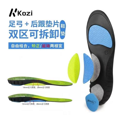 【英国】KOZI户外运动减震鞋垫男女通用透气足弓支撑垫舒适防痛鞋垫 商品图1