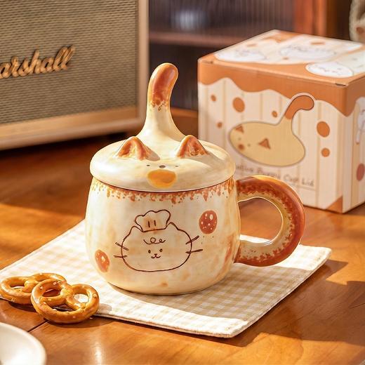 摩登主妇带盖马克杯釉下彩陶瓷杯高颜值家用喝水杯咖啡杯早餐杯子 商品图0