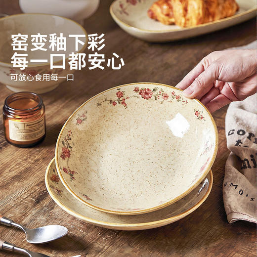 摩登主妇釉下彩中古风餐具碗盘家用2026新款高级感饭碗具盘子深盘 商品图1