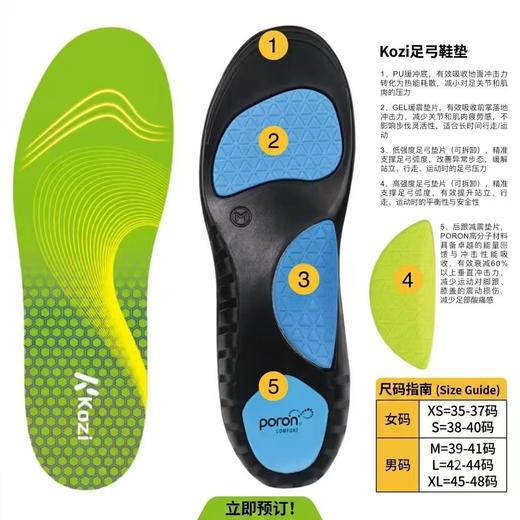 【英国】KOZI户外运动减震鞋垫男女通用透气足弓支撑垫舒适防痛鞋垫 商品图0