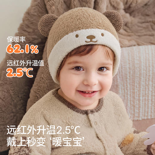 【婴童服配】嫚熙半边绒保暖婴儿帽子秋冬季男女宝宝胎帽新生儿超萌小月龄外出 商品图2