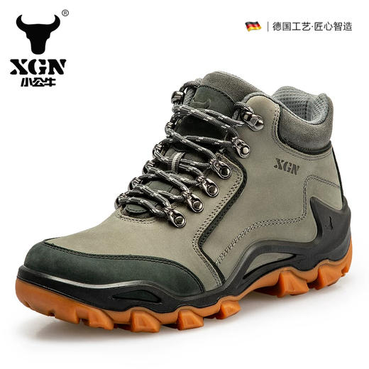 XGN小公牛 登山鞋男户外徒步鞋鞋透气防滑耐磨真皮中高帮鞋 峻峰 商品图2