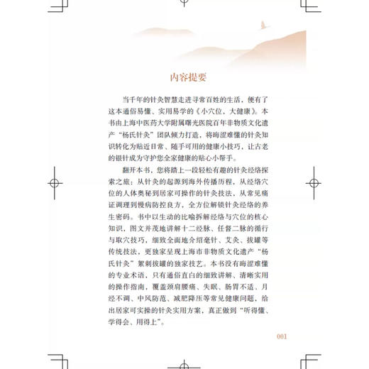 小穴位 大健康 爱中医 爱生活 沈卫东 李嘉 主编 传统的非遗杨氏针灸 守护全家的健康生活 9787547877692 上海科学技术出版社 商品图2