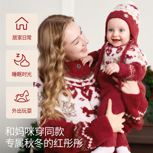【宝宝服饰】嫚熙婴儿半边绒连体衣秋冬婴儿衣服女宝宝婴儿睡衣加绒加厚 商品图3