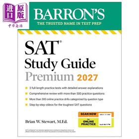 【中商原版】Barrons SAT Study Guide Premium 2027 3 Practice Tests + Comprehensive Review + Online Practice