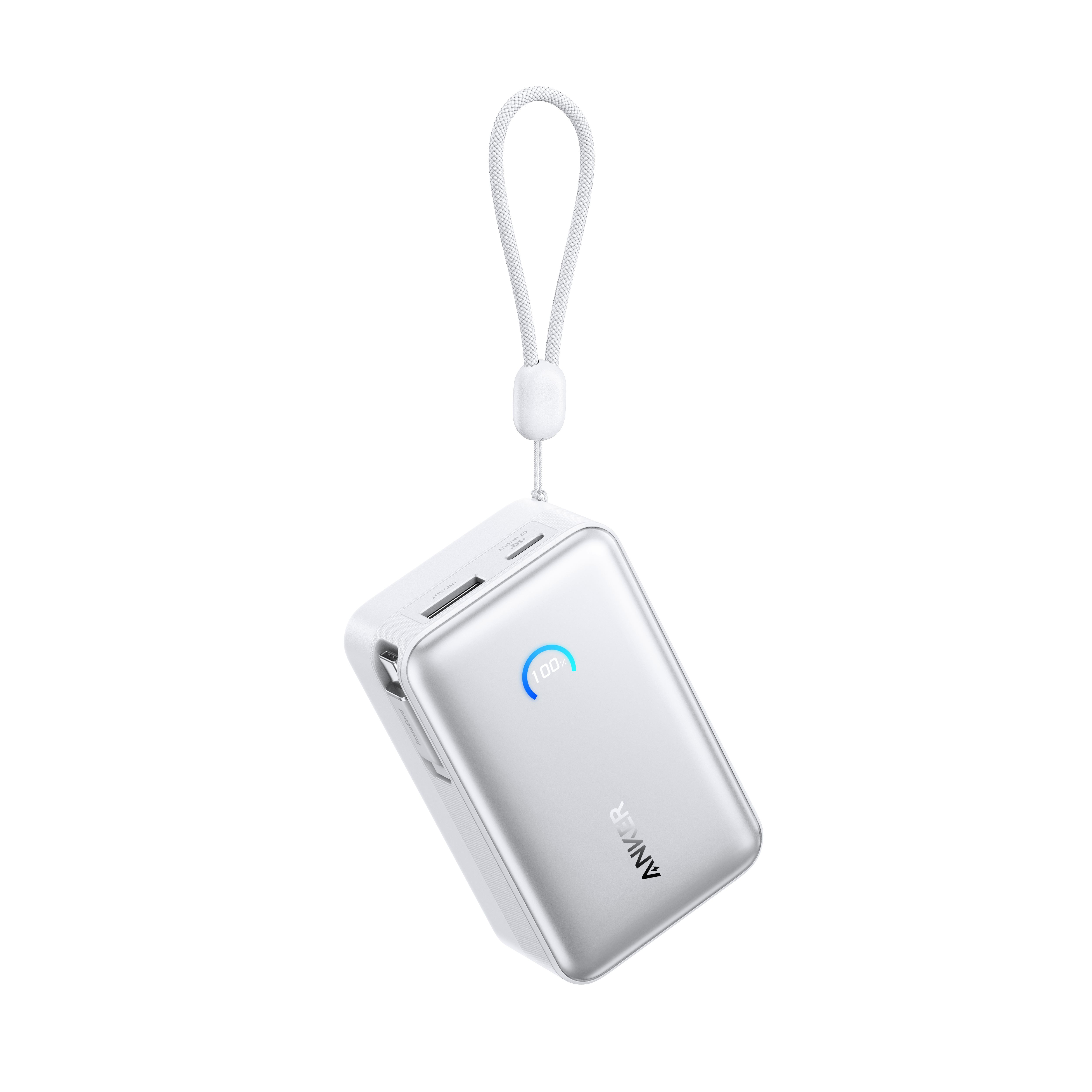 Anker安克 45W自带伸缩线能量盒充电宝 10000mAh 适配苹果手机飞机可携带 A1638