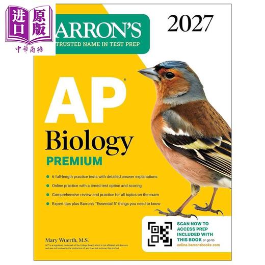 【中商原版】AP Biology Premium 2027 Prep Book with 6 Practice Tests + Comprehensive Review + Online Practi 商品图0