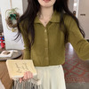 “入秋后该有的温柔”！【迢语--法式坑条V领翻领针织衫】棉柔莫代尔般轻盈软糯材质，厚度适中单穿叠穿打底，上身高弹而不紧绷，视觉显瘦显身材，纤薄肩背版型设计，基础款也能穿出高级感，秋天随意搭氛围感拉满 商品缩略图1