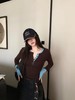 假两件撞色亨利领长袖T | 咖色 、黑色，130斤以内可穿，氛围感叠穿！半开扣门襟设计层次感拉满，领口袖口撞色拼接超有设计感【爆单！3-7天发货】 商品缩略图8