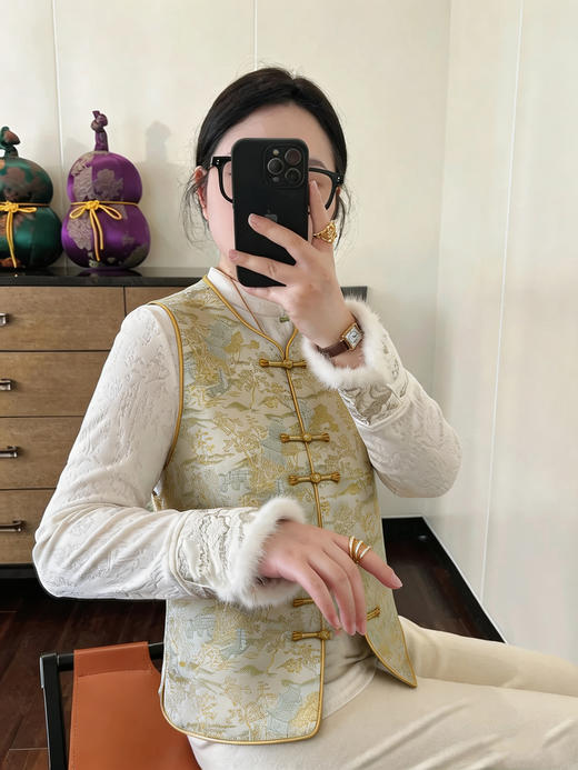 Missboudior「锦檐春信」新中式提花马甲系列 | 千里江山入罗衣，庭前花鸟寄春信【3-5天发货】 商品图4