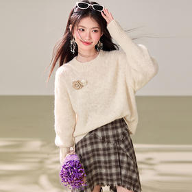 西遇慵懒风蝙蝠袖针织衫女2026秋季立体花朵宽松显瘦长袖上衣SS060935