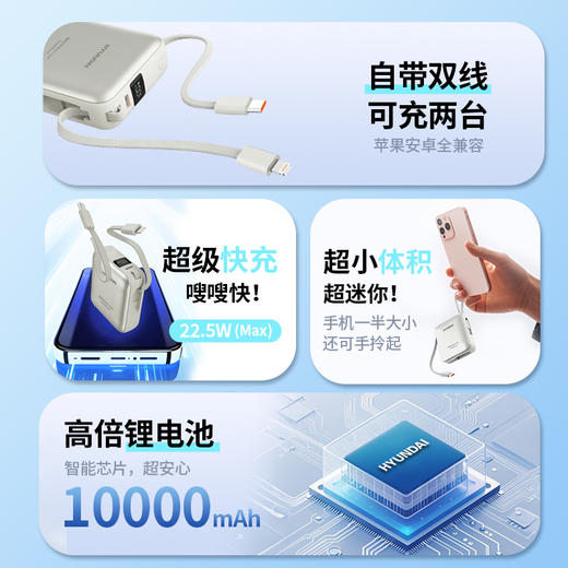 韩国HYUNDAI三合一充电宝 | 搭载"新能源同款"高配电池，更小更轻、3C认证可上飞机高铁 商品图6