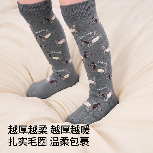 【婴童服配】嫚熙婴儿袜子加绒毛圈冬季男女宝宝保暖不勒腿儿童可爱过膝长筒袜 商品图2