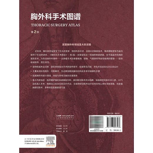 胸外科手术图谱 第2二版 李向楠 主译 全书分12章 对胸外科重大手术涉及的解剖结构及手术路径进行了系统的展示分析人民卫生出版社 商品图2