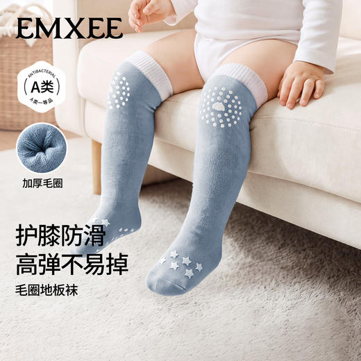 【婴童服配】嫚熙婴儿袜子宝宝冬季加厚护膝袜防滑男女童保暖居家地板袜长筒袜 商品图1
