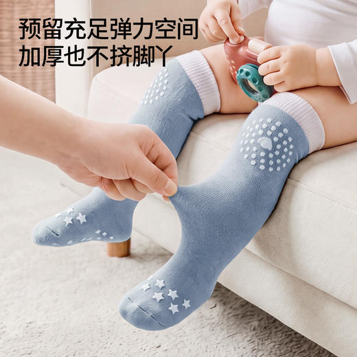 【婴童服配】嫚熙婴儿袜子宝宝冬季加厚护膝袜防滑男女童保暖居家地板袜长筒袜 商品图5