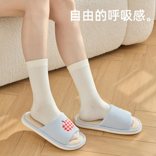【一体成型 舒适质感】沐初良品 卡通抗菌亚麻居家拖鞋 柔软鞋体 平稳支撑 商品图5