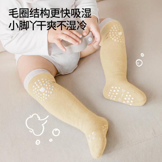 【婴童服配】嫚熙婴儿袜子宝宝冬季加厚护膝袜防滑男女童保暖居家地板袜长筒袜 商品图4