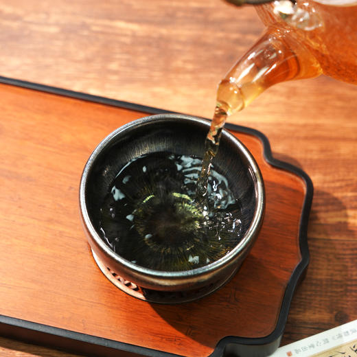 建阳原产地 《星河双盏》建盏对杯 铁胎兔毫鹧鸪斑 手工窑变主人杯 送礼茶盏礼盒 商品图7