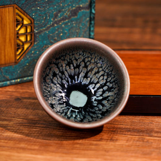 建阳原产地 《星河双盏》建盏对杯 铁胎兔毫鹧鸪斑 手工窑变主人杯 送礼茶盏礼盒 商品图4