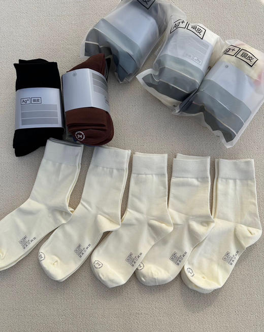 秋冬袜子正品蕉N银皮301S抗菌袜子5双 商品图10