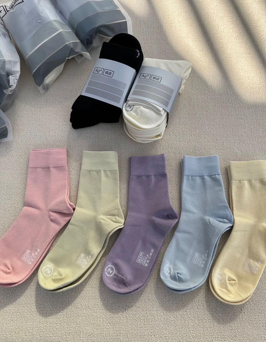 秋冬袜子正品蕉N银皮301S抗菌袜子5双 商品图9