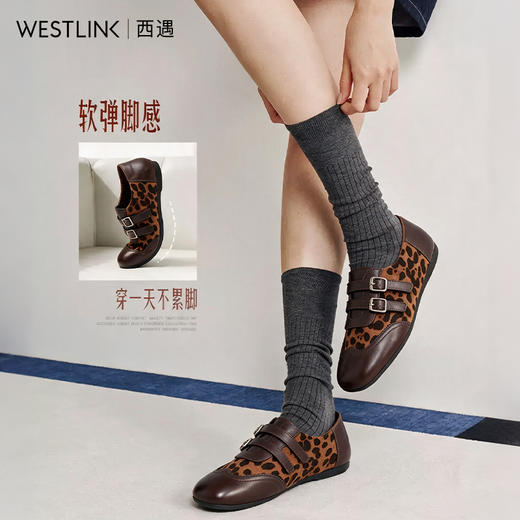 西遇复古单鞋女2026新款秋季扣带平底玛丽珍老钱风美拉德深口鞋V2066660 商品图3