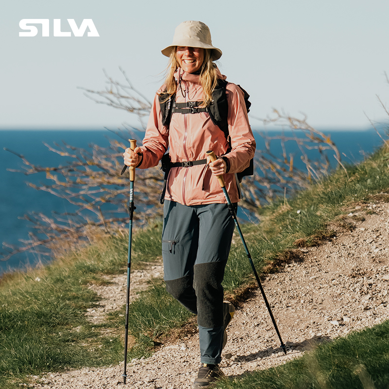 SILVA Trekking Adjustable蓝莓可调节Z字可折叠登山徒步手杖碳纤维超轻便携越野跑装备